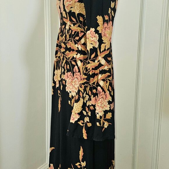 Free People Boho Midnight Garden Black Blush Floral Maxi Dress XS - Picture 5 of 11